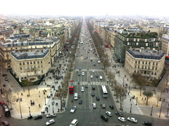 The Avenue Champs-Élysées as seen from the top of the Arc de Triomphe