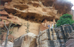 Filming a Dogon village