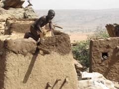 Dogon houses require occasional maintenance work