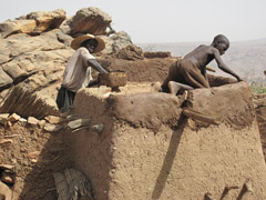 Dogon houses require occasional maintenance work