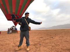 Filming from a hot air balloon.