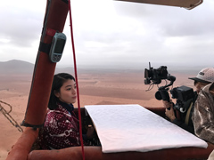 Filming from a hot air balloon.