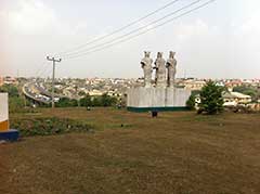 The enigmatic Rock Paper Scissors statue in Ikeja.