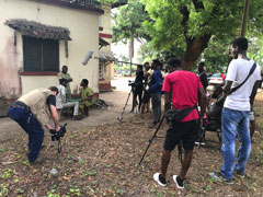 Filming on the set of a Nollywood movie