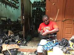 Nollywood Film industry equipment repair shop in Lagos.