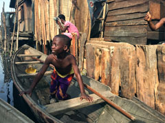 Makoko, a town on stilts in the center of Lagos