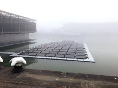 The solar panels of the The Floating Farm.