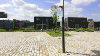 floating houses in Amsterdam: A village floating in a canal: Schoonschip