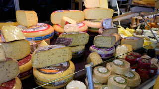 Gouda cheese at the market