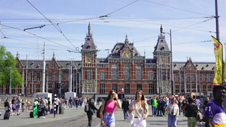 The Central Train Station of Amsterdam.