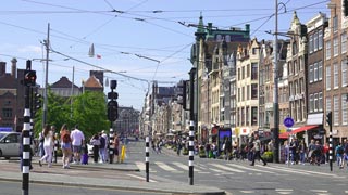 The city of Amsterdam just in front of the Central Train Station.