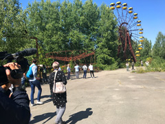 Tourists visiting Pripyat