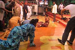 La megachurch Synagogue, Église de Toutes les Nations (SCOAN) à Lagos.