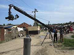 Sur le tournage d'un film de Nollywood.