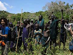 エチオピア撮影コーディネーターのロケ現場からの写真：スルマ族