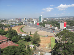 エチオピアの首都アディスアベバのマスカル広場（英：Meskel Square）の俯瞰。