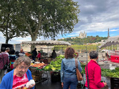 フランス，リヨン市：ソーヌ川沿いの朝市